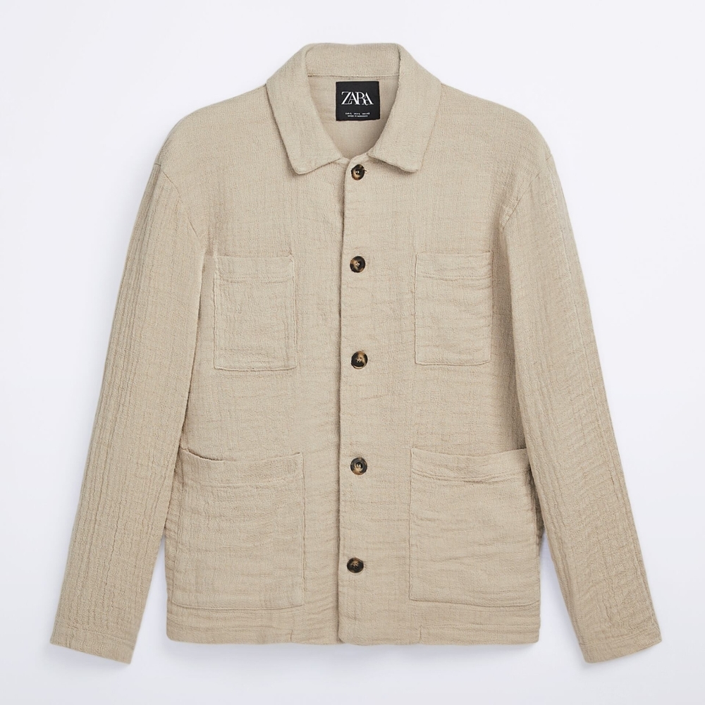 Zara linen blend shirt jacket